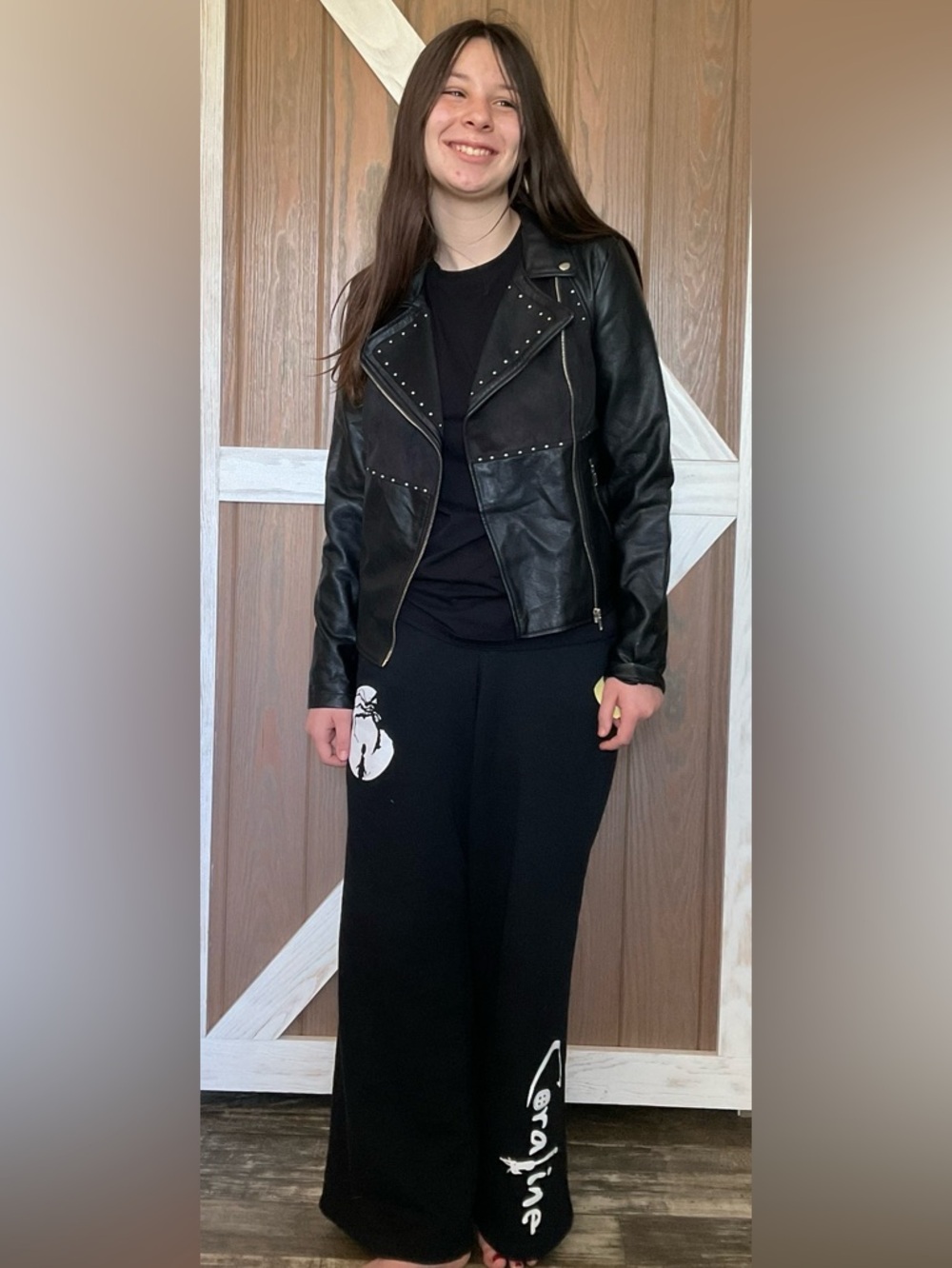 JustFab Black Studded Faux Leather Moto Jacket - Picture 2 of 7